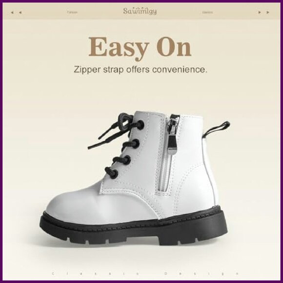 Toddler Hiking Boots PU Leather Rubber Sole Ankle Sneakers Durable - Picture 5 of 8